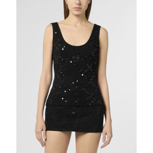 PHILIPP PLEIN Tank Top Rhomb Flower Strass