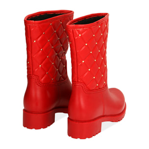 Botas acolchadas rojas en PVC