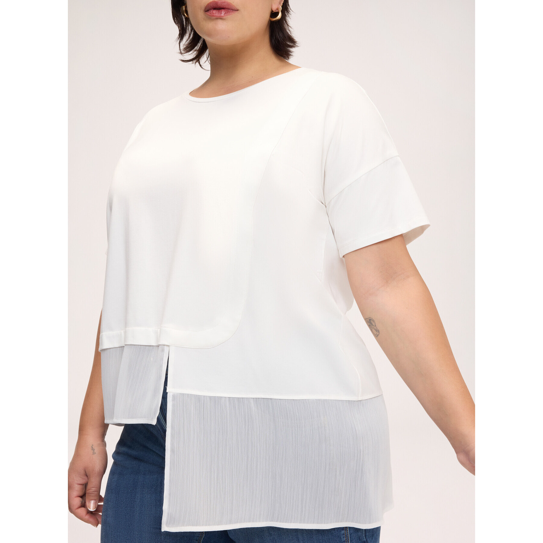 Fiorella Rubino - T-shirt con inserto asimmetrico - Bianco