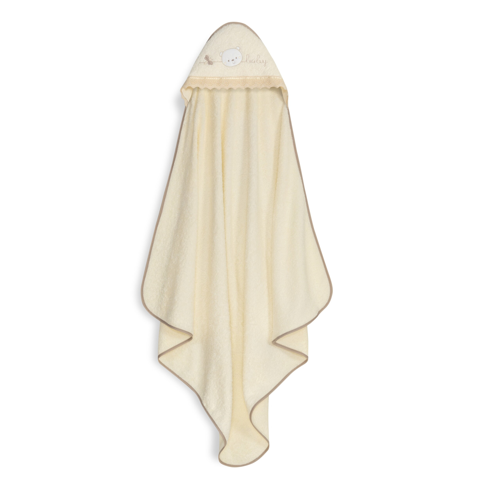 Capa Baño 1X1 Mod Carita Oso Baby Guipur+ Gorro Beig