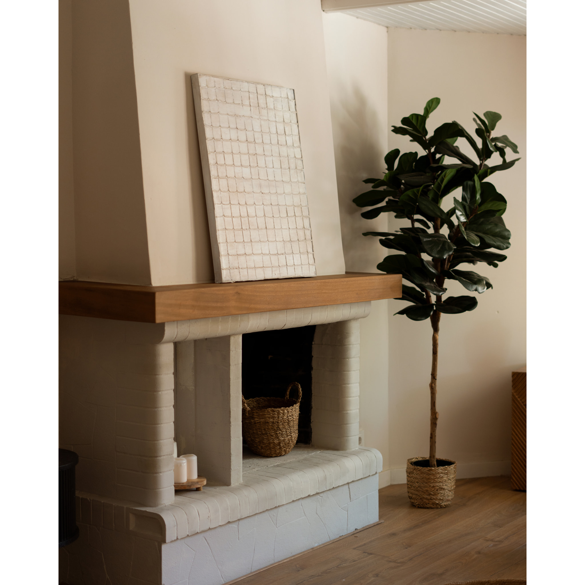 Cuadro beige decorativo sobre algodón con bastidor de madera pintado artesanalmente con pintura al óleo en varias medidas