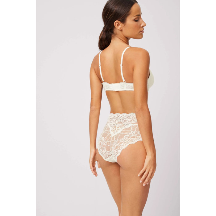 Slip a vita alta in pizzo avorio