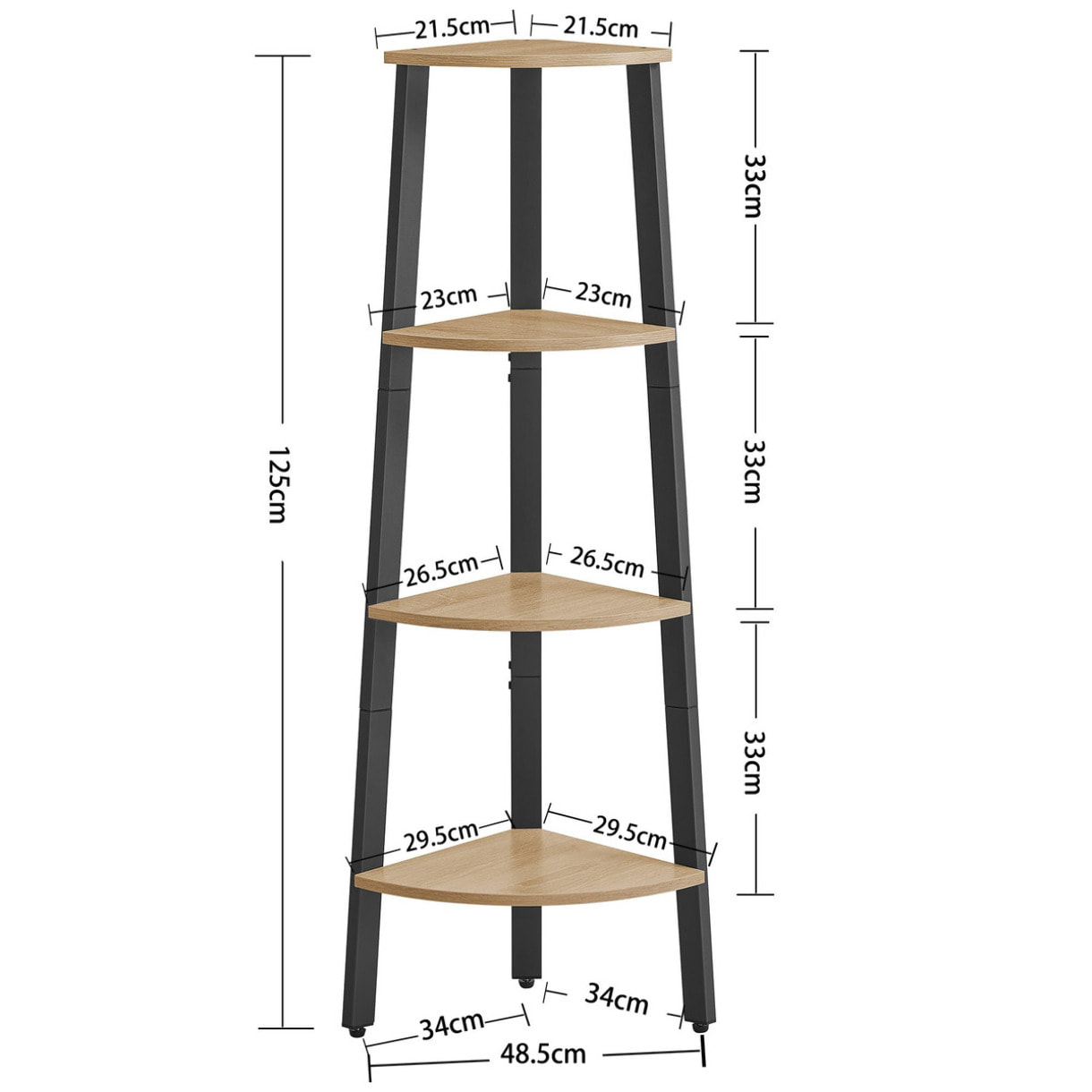 Scaffale angolare a scala Sonoma in metallo nero e rovere