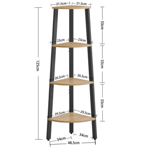 Scaffale angolare a scala Sonoma in metallo nero e rovere