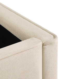 Lit coffre lin beige 2 places