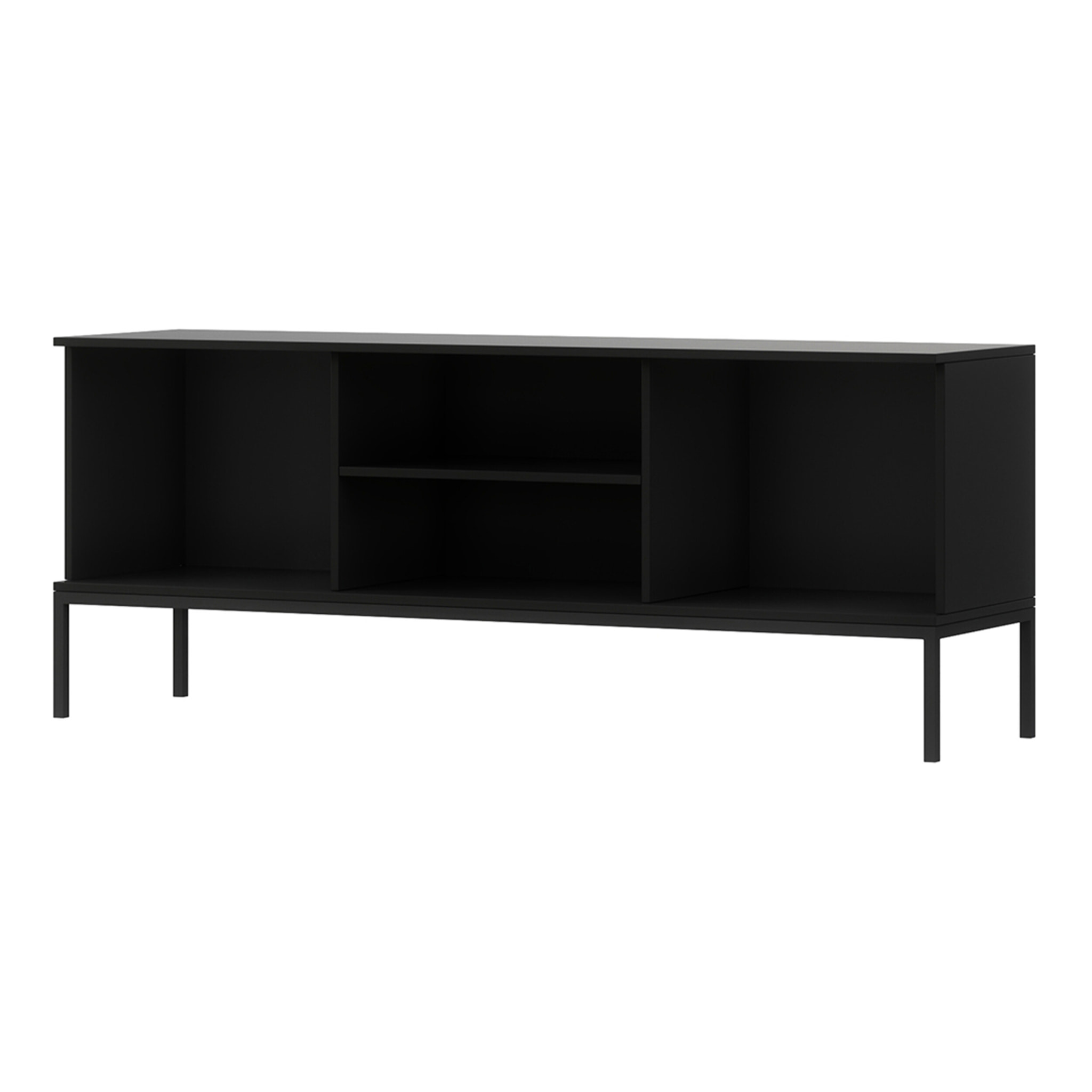 Savanna - meuble TV - effet bois et noir - 2 portes et 2 niches - 150 cm - Noir / Bois