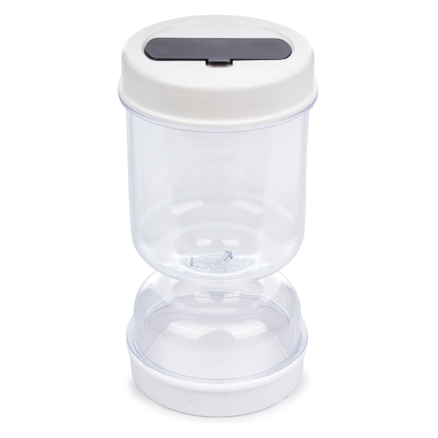 Recipiente para encurtidos de 800ml con tapa sellada, colador inferior, compartimento para tenedor plegable y diseño transparente para controlar la frescura.