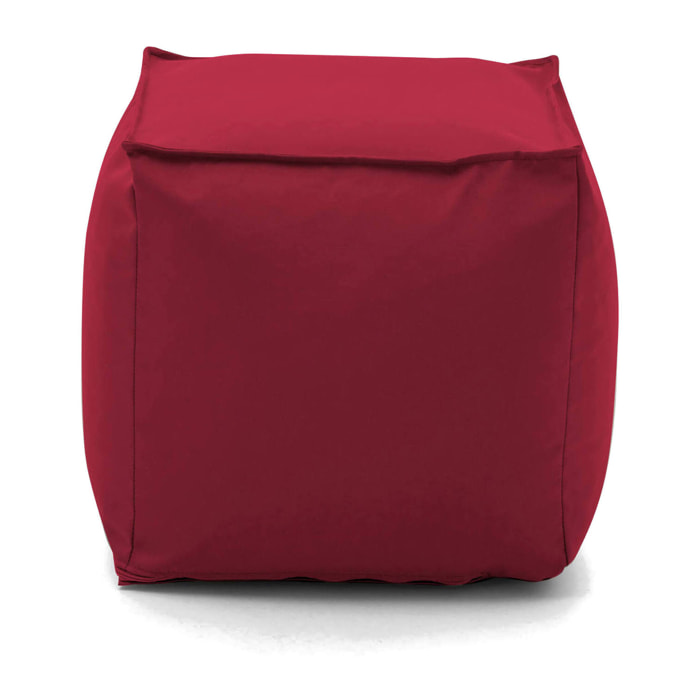 Pouf Aron, Pouf multifunzione, Poltroncina relax in tessuto imbottito, 100% Made in Italy, 45x45h45 cm, Rosso