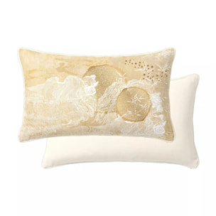 Taie d'oreiller satin de coton imprimé jaune or Soleil d'or dore