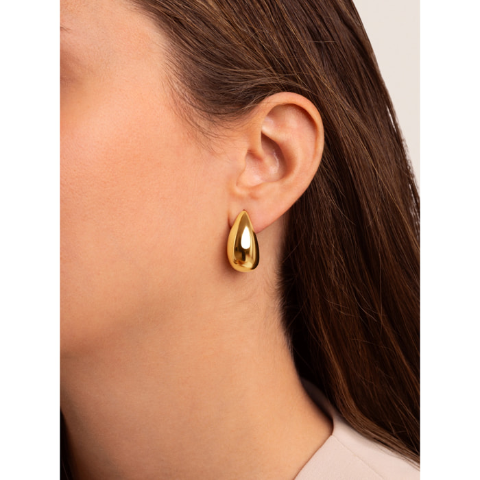 Boucles d'Oreille Goutte Acier Plaqué Or