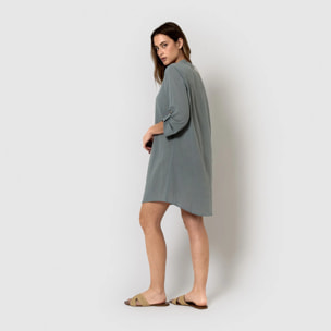 Vestido corto algodón liso índigo