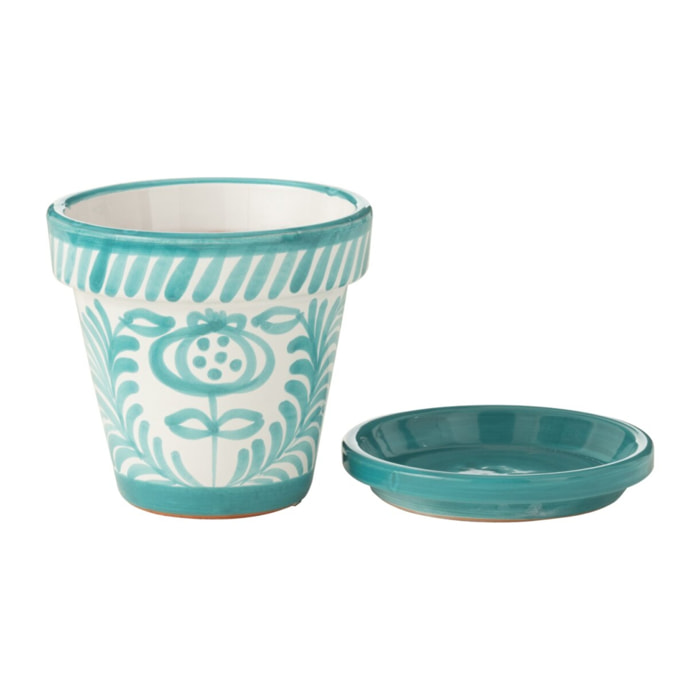 J-Line cache-pot Granada Handmade + Painted - céramique - aqua - small -  Ø 21 cm