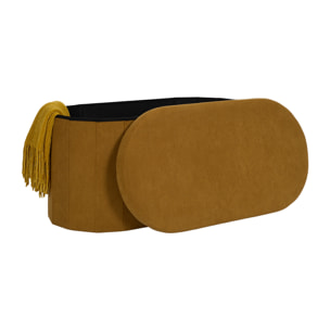 Coffre Banc Pliable - HOME DECO FACTORY - Jules - Tissu Côtelé - Jaune