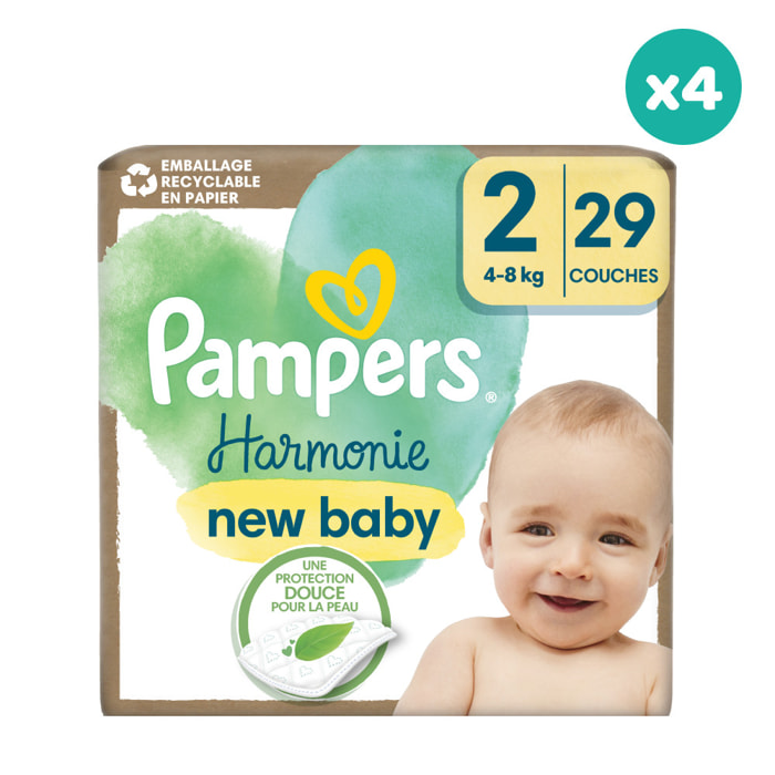 4x29 Couches Harmonie Taille 2 (4kg - 8kg) - Pampers