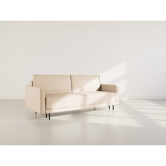 Charlie - Canapé droit 3 places convertible avec coffre en simili - Beige