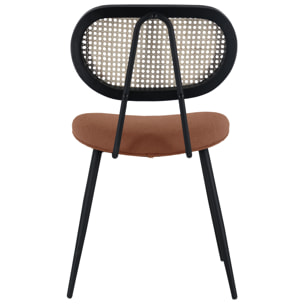 Lot de 2 chaises en cannage et tissu boucle rouille ELENA