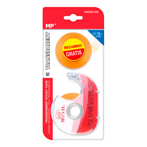 SET 2 uds CINTA ADHESIVA TRANSPARENTE CON DISPENSADOR