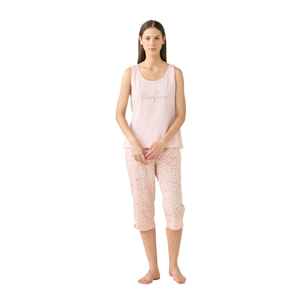 Pigiama donna in cotone top spalla larga e pantalone pescatore articolo animalier Noidinotte