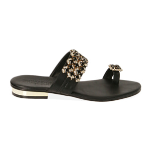 Sandalias planas joya negras