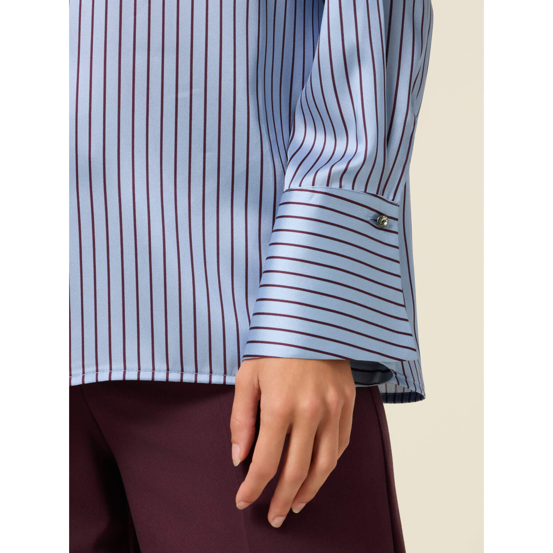 Oltre - Camicia in raso a righe - Azzurro