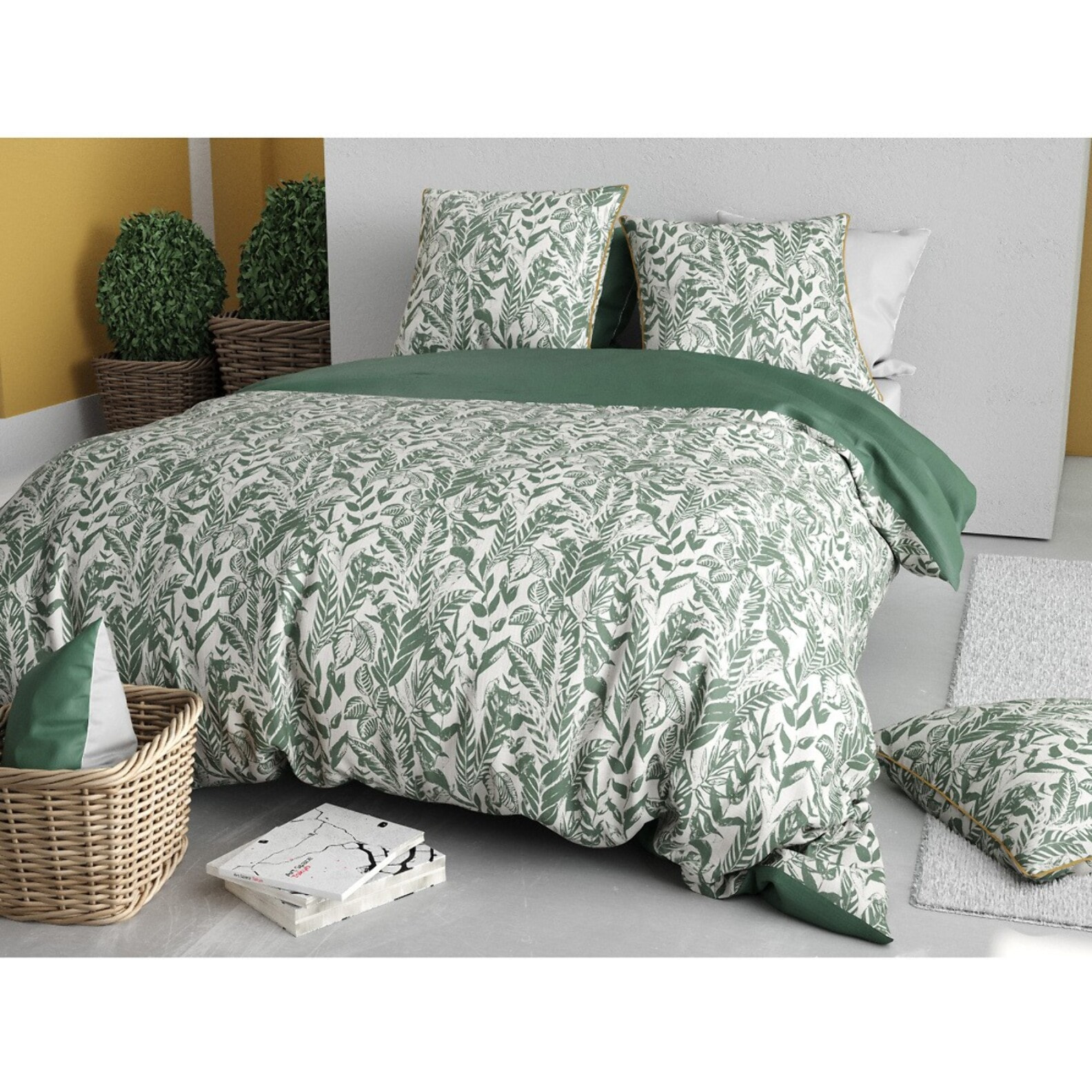 Parure Housse De Couette 3pcs 100% Coton 57 Fils MANGROVE