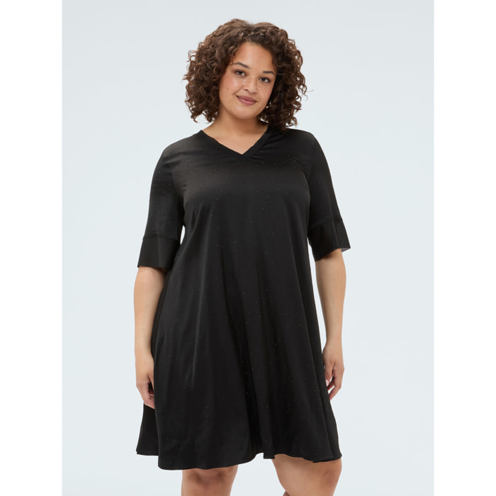 Fiorella Rubino - Vestido de raso con destellos all over - Negro