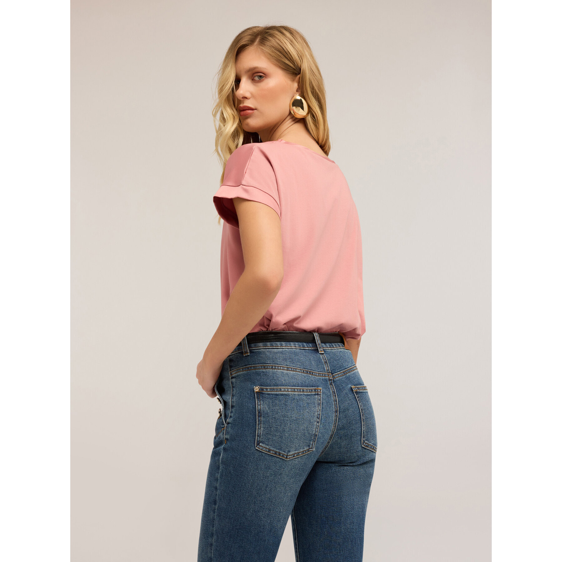 Motivi - T-shirt bimaterica - Rosa