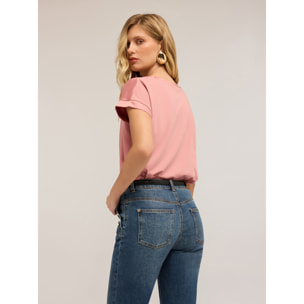 Motivi - T-shirt bimaterica - Rosa