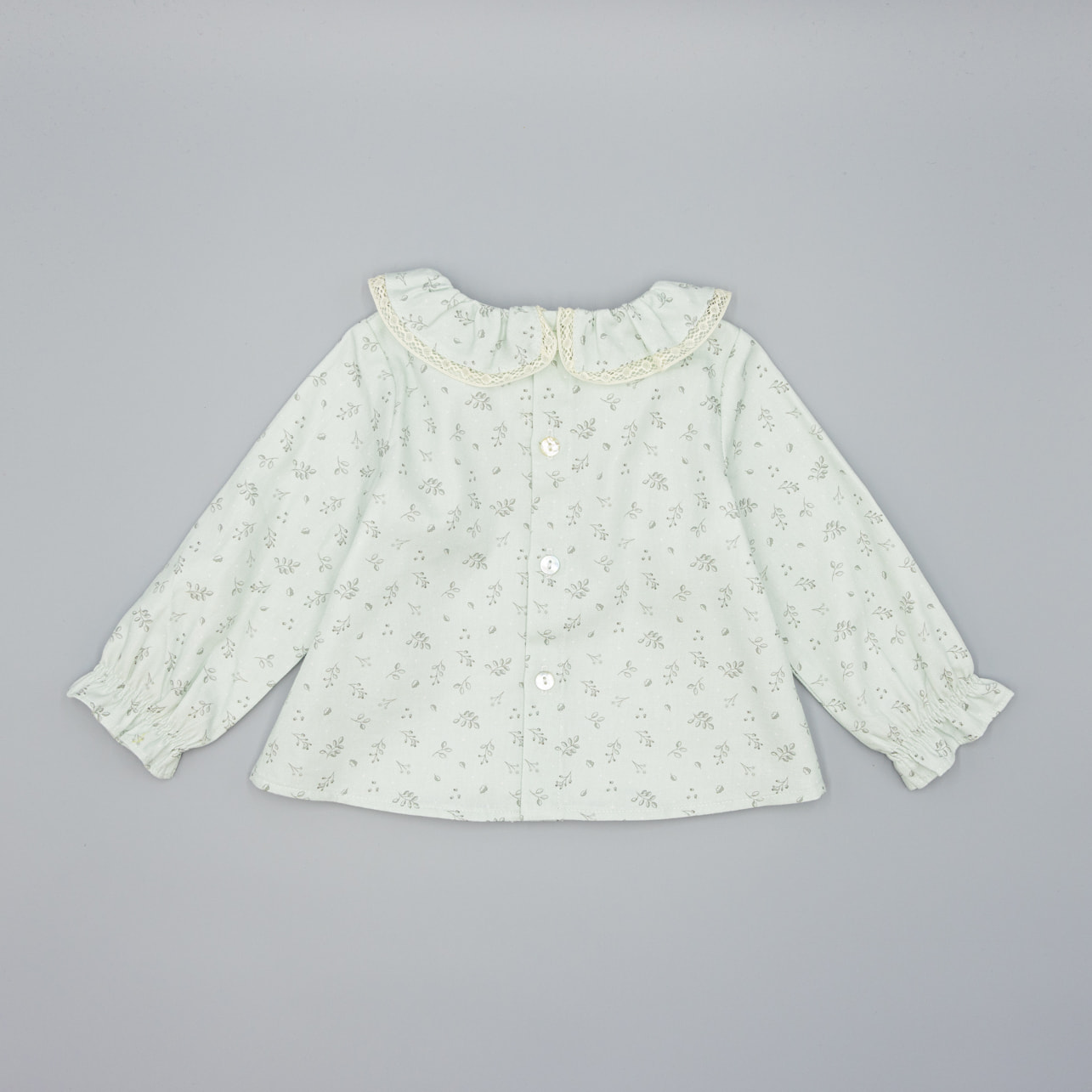 Camisa Verde De Viella Con Estampado De Hojas