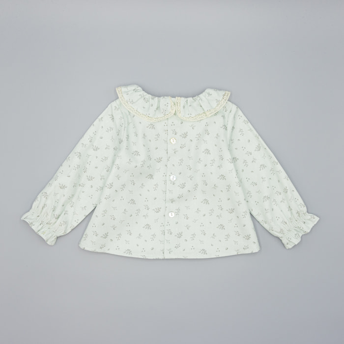 Camisa Verde De Viella Con Estampado De Hojas