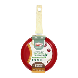 Poêle 20cm avec revêtement céramique rouge - tous feux COLORAMA