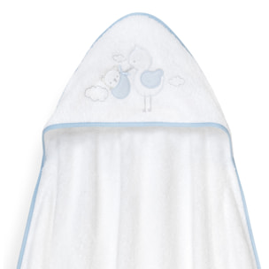 Capa Baño 1X1 Mod Cigueña Oso+Gorro Bco/Azul