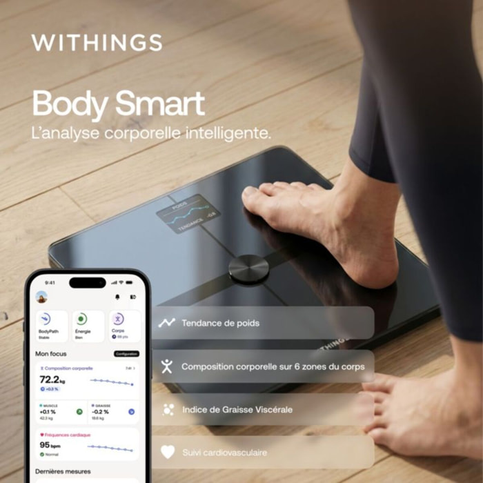 Pèse personne connecté WITHINGS Body Smart Noir