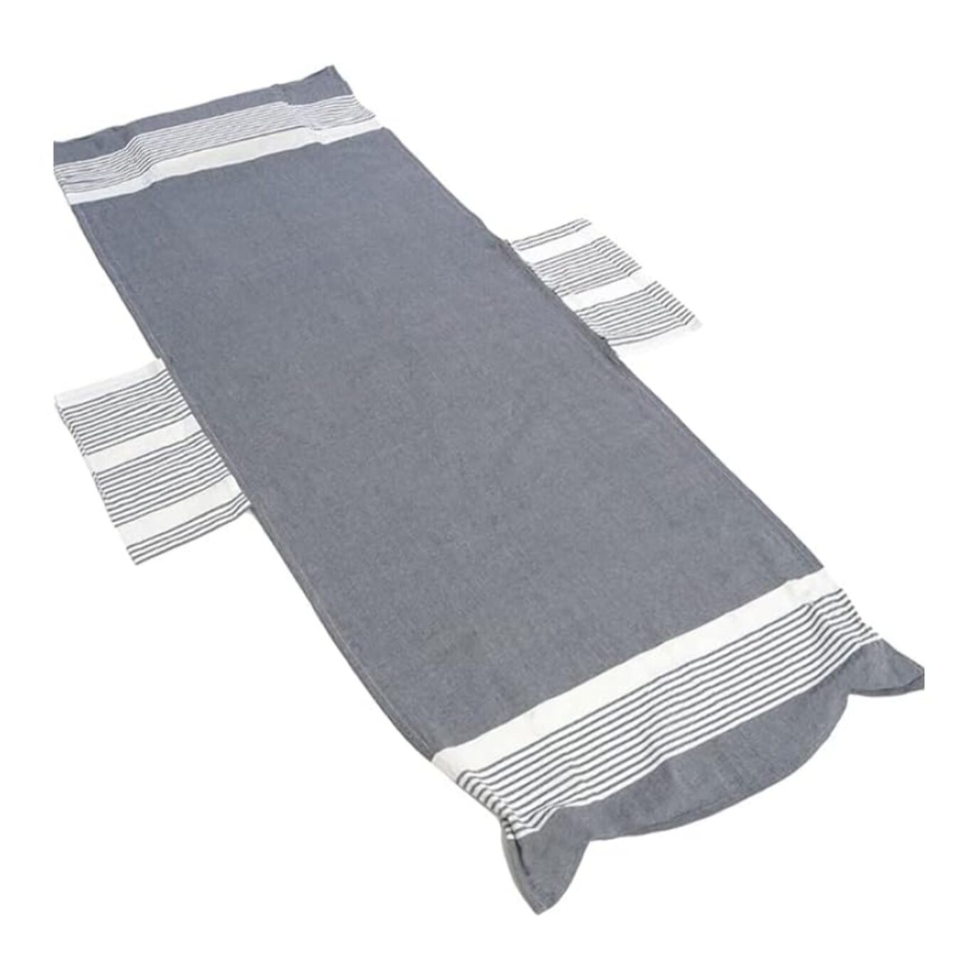 INTRECCI Telo Mare Lettino Grigio in Cotone + Poliestere con Tasche ed Elastici, Ultra assorbente Lettino Spiaggia con Cuscino