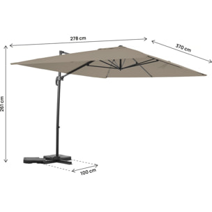 Parasol jardin déporté en aluminium "Sky 4" - 3 x 4 m - Taupe