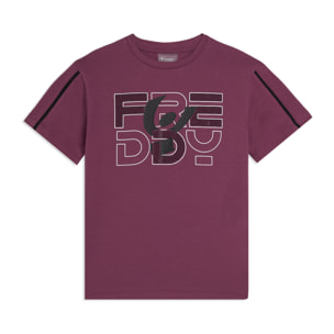 T-shirt Junior con logo in strass e cuciture a contrasto