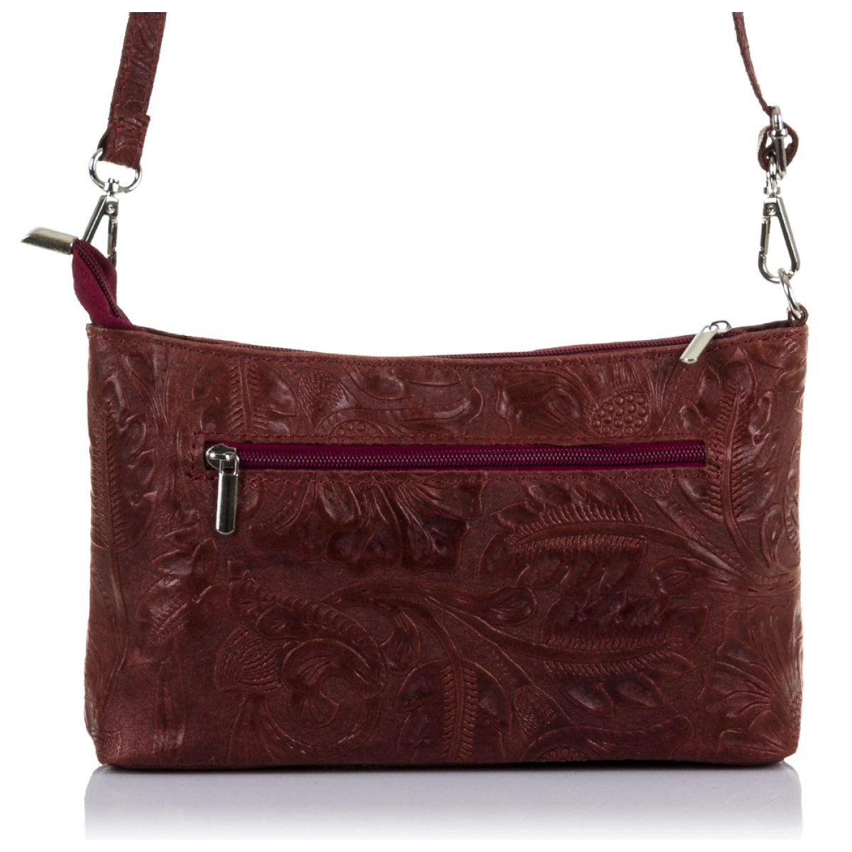 Martia Bolso bandolera Mujer.Piel auténtica Gamuza Grabado Arabesco