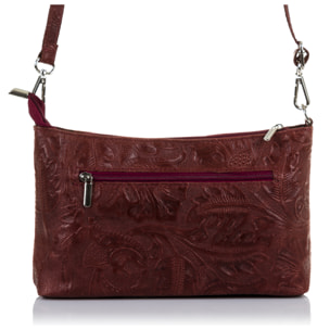 Martia Bolso bandolera Mujer.Piel auténtica Gamuza Grabado Arabesco