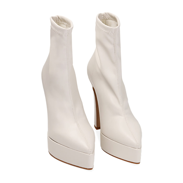 Botines con plataforma color crema, tacón de 12,5 cm