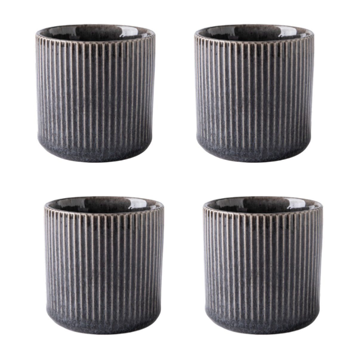 Lot de 4 tasses noir - "Charbon"