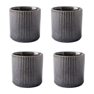Lot de 4 tasses noir - "Charbon"