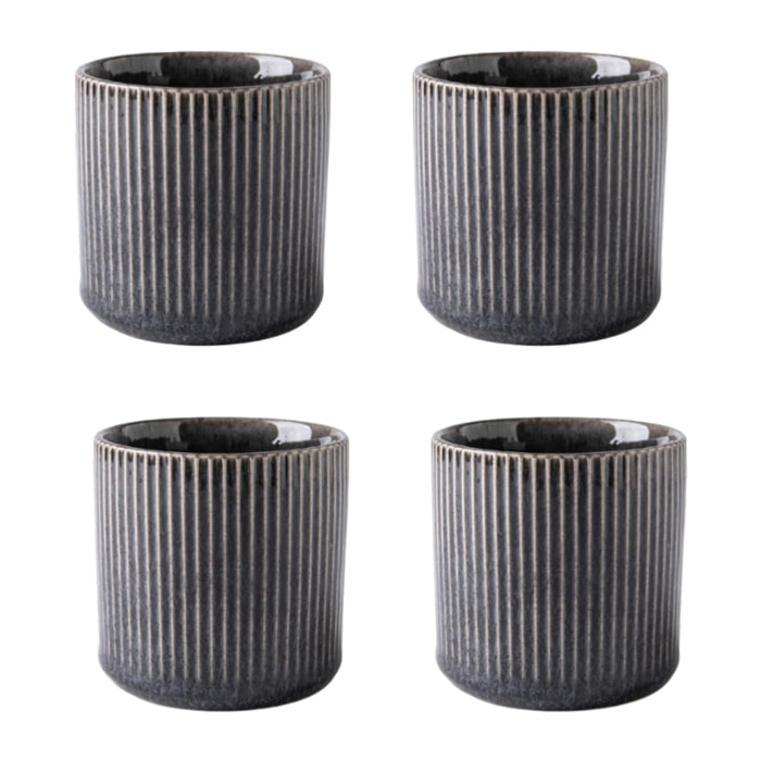 Lot de 4 tasses noir - "Charbon"