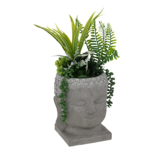 Plante artificielle en ciment H30cm gris