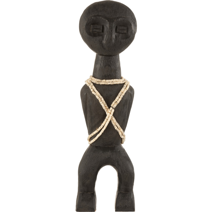 J-Line décoration Personnage Takwimu - bois - noir - large