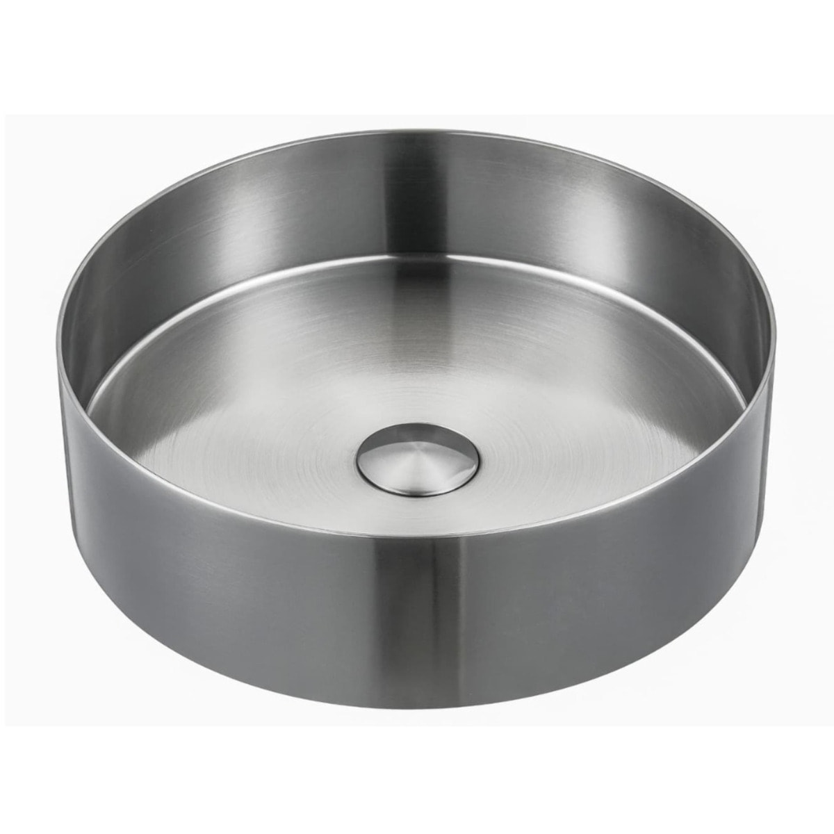 Vasque à poser ronde Aurum 38 x 38 x 11 cm en acier inoxydable brossé sans trop-plein avec bonde (SATAUR3838BS)