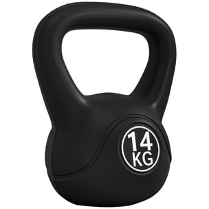 Pesa Rusa de 14 kg Kettlebell de Fiteness Relleno de Arena con Mango Ancho Antideslizante para Ejercicios y Entrenamiento en Casa y Gimnasio 26x18x32 cm Negro