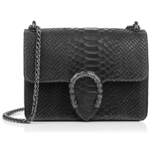 Lorenza Borsa a mano Donna.Pelle autentica Scamosciata Incisione Serpente