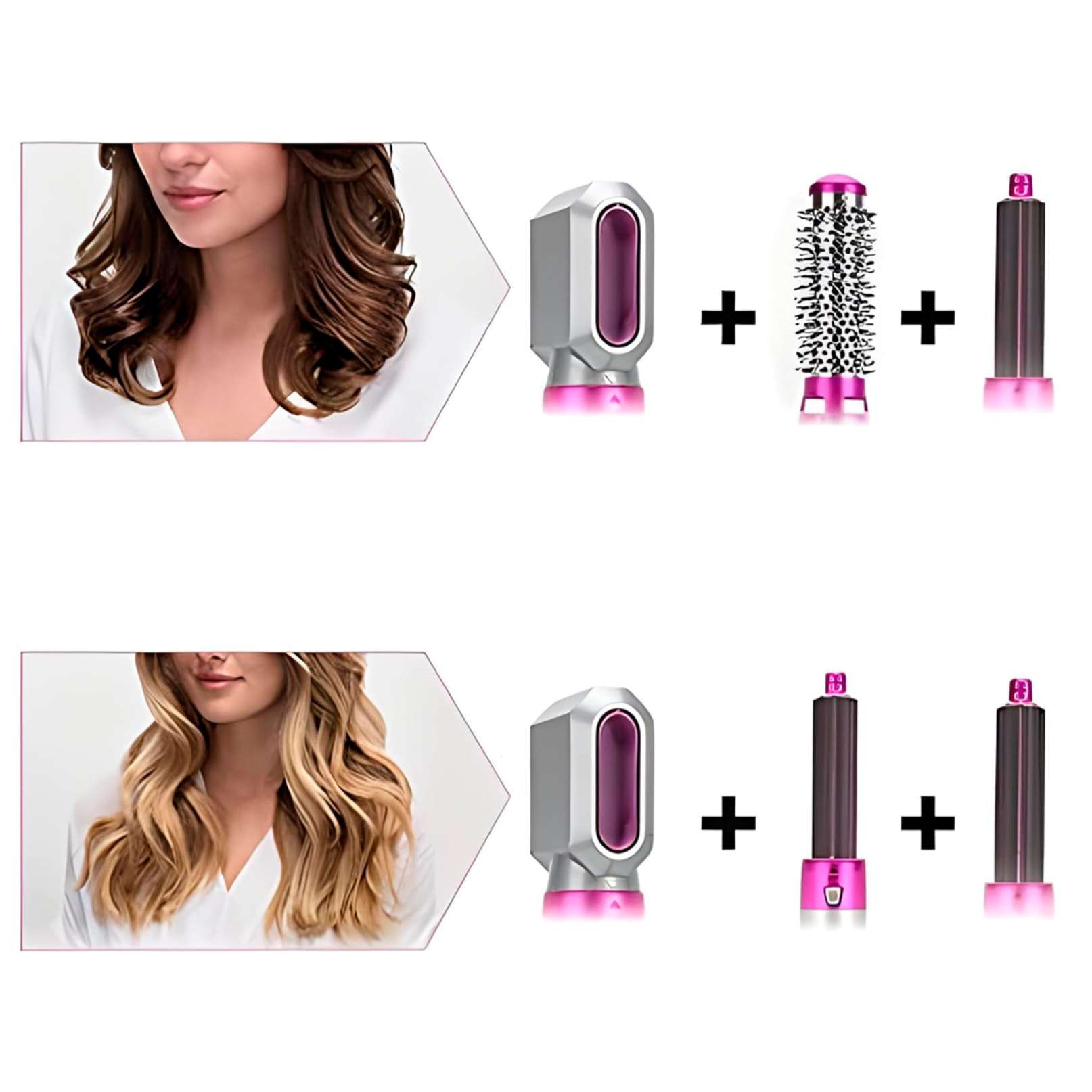 Cepillo de aire caliente 5 en 1, con temperatura ajustable y 5 boquillas.