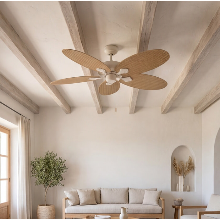 Forlight Ventilador IP23 Phuket Blanco antiguo Marrón