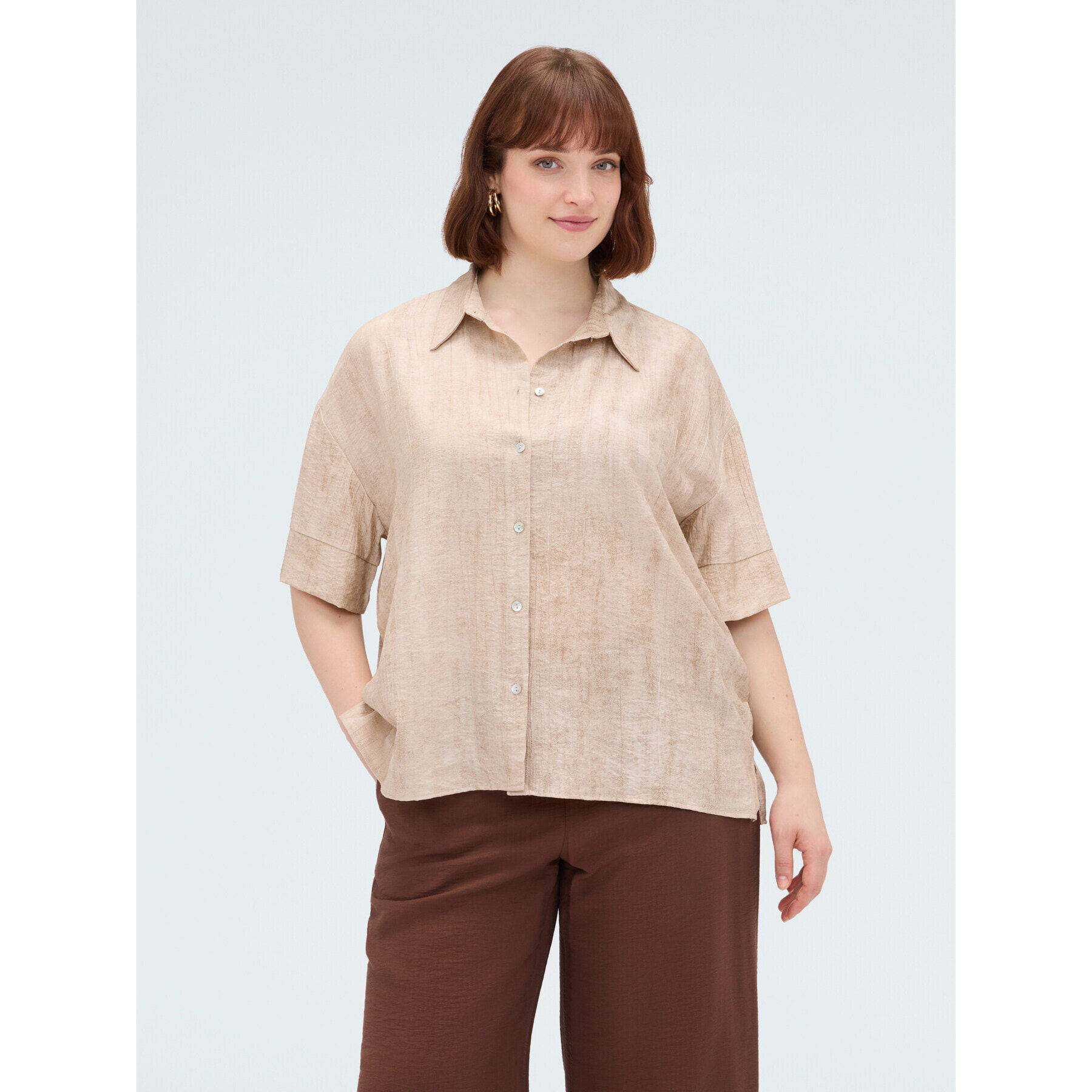 Fiorella Rubino - Camicia boxy in misto viscosa - Beige
